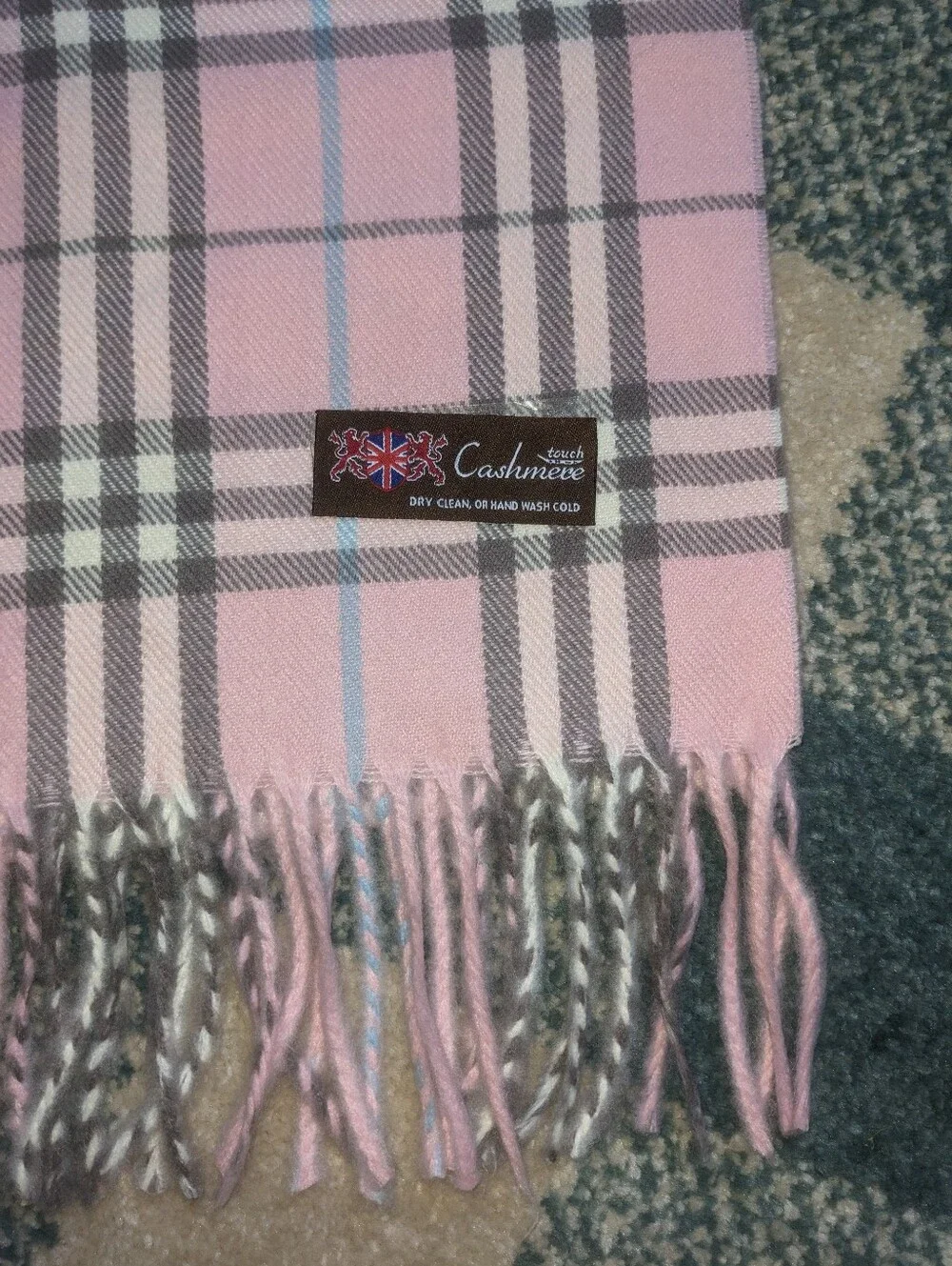 Touch Cashmere Pastel Pink And Baby Blue Flannel Scarf